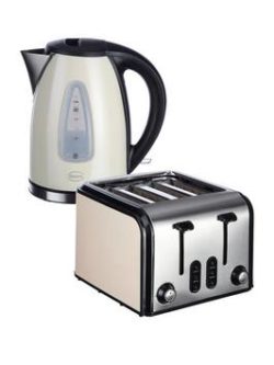 Swan Sk13110C/St70100C Fastboil Kettle And 4-Slice Toaster Pack - Cream